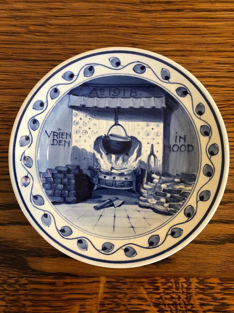 Antiek Royal Delft herdenkings bord uit 1918, Ophalen of Verzenden