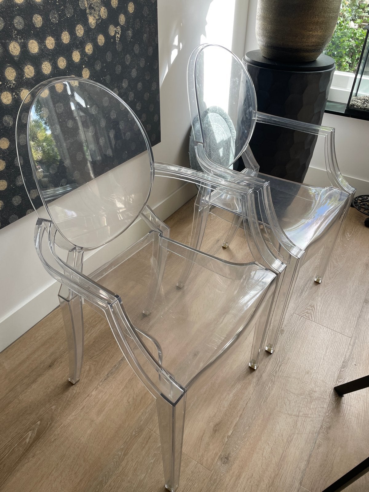 Philippe Starck Louis Ghost stoelen - Set van 2, Huis en Inrichting, Stoelen, Ophalen, Kunststof, Gebruikt, Twee