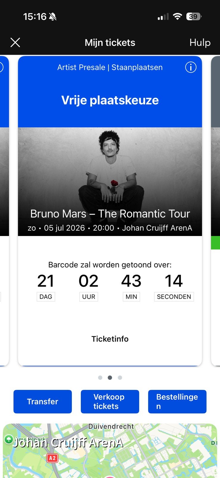 Bruno Mars 5 juli tickets, Tickets en Kaartjes, Twee personen, Juli