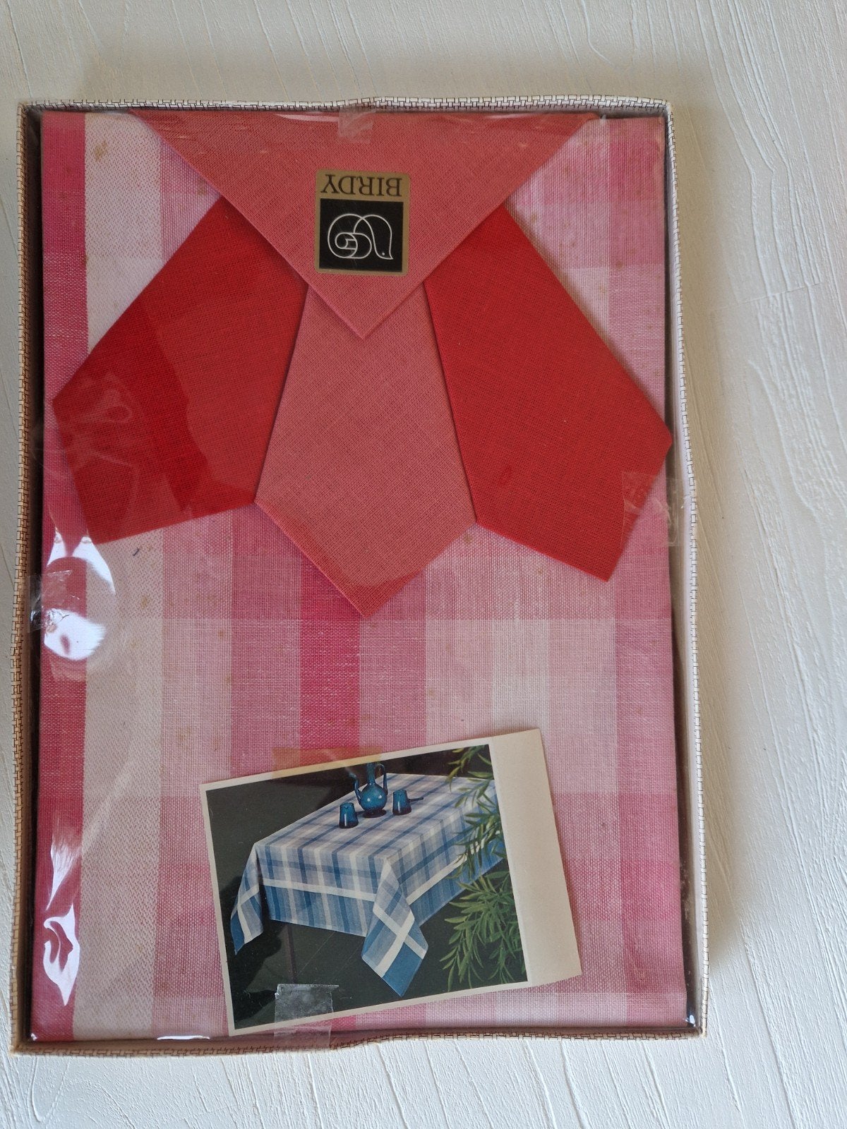 Retro roze tafelkleed met servetten VINTAGE, Ophalen of Verzenden