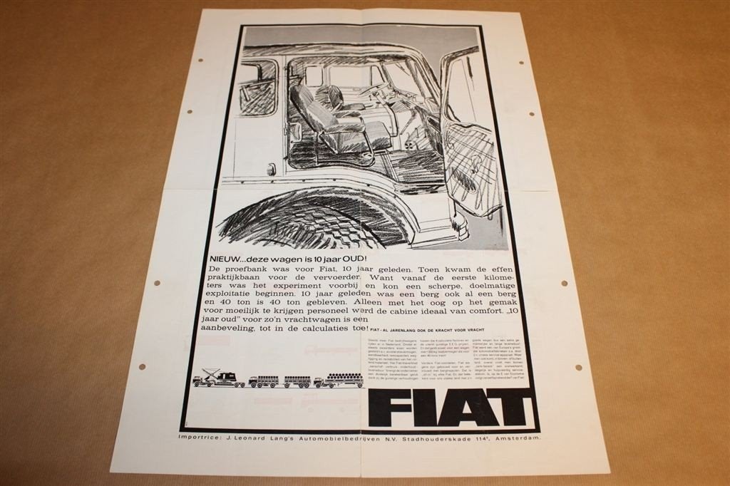 Zeldzaam affiche - Fiat Bedrijfswagens - Circa 1965 !!, Boeken, Ophalen of Verzenden, Zo goed als nieuw, Tractor en Landbouw