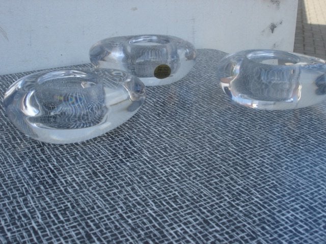 6 x Glazen sfeerlicht "pebble " waxinelichthouders, Gebruikt, Waxinelichthouder, Ophalen of Verzenden, Glas