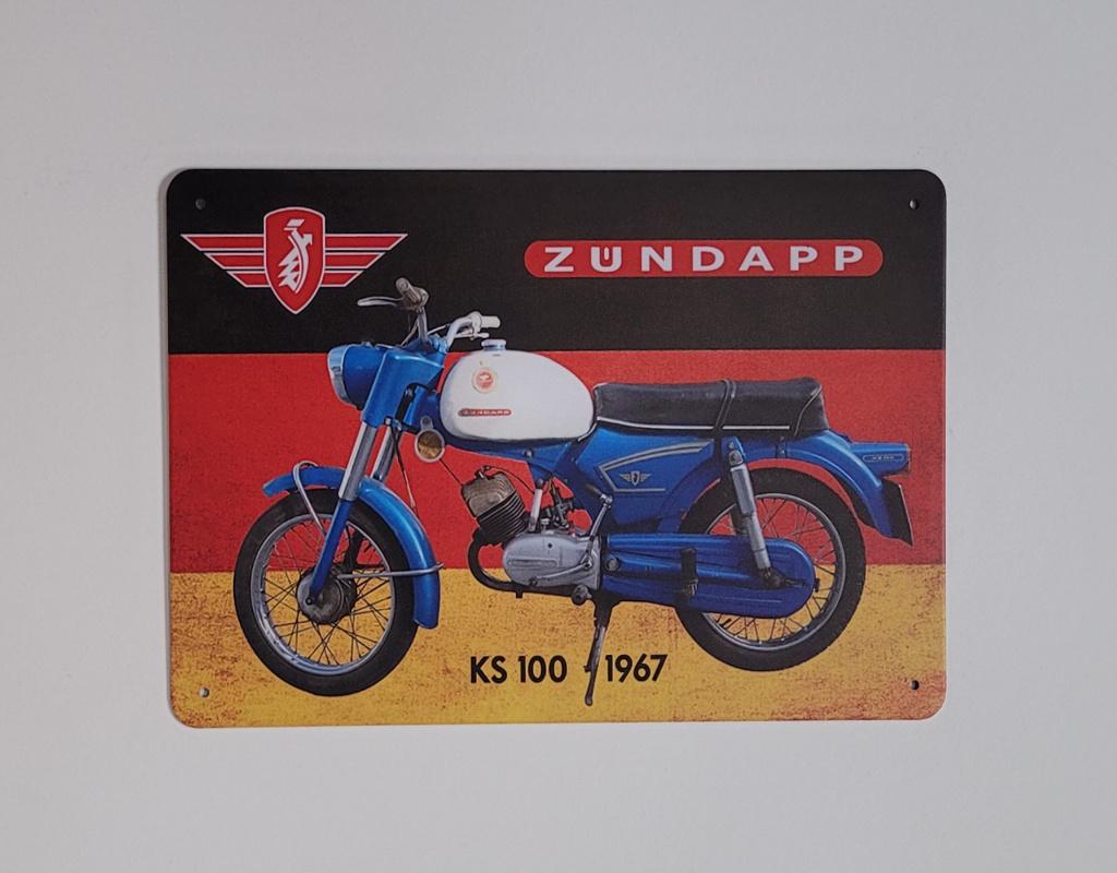 Zundapp KS100 1967 reclamebord van metaal wandbord deco, Ophalen of Verzenden, Nieuw, Auto's