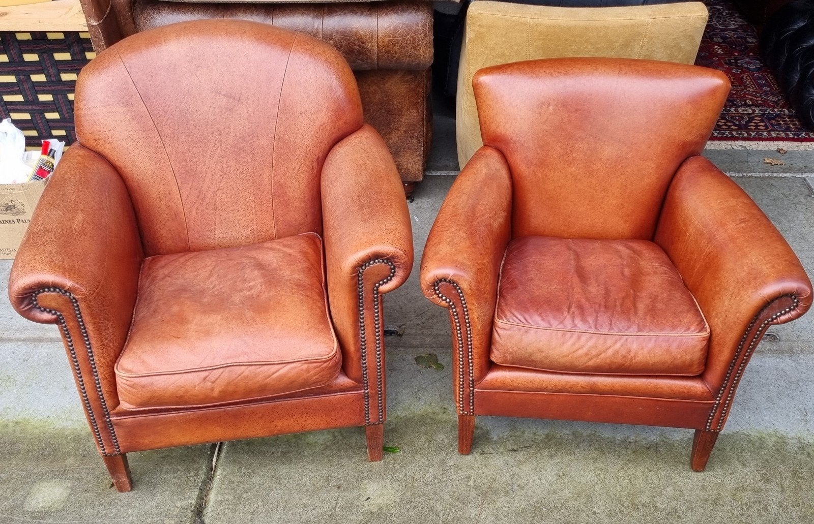 2x Chesterfield Bendic fauteuil cognac kleur, Gebruikt, ., Chesterfield, Ophalen of Verzenden