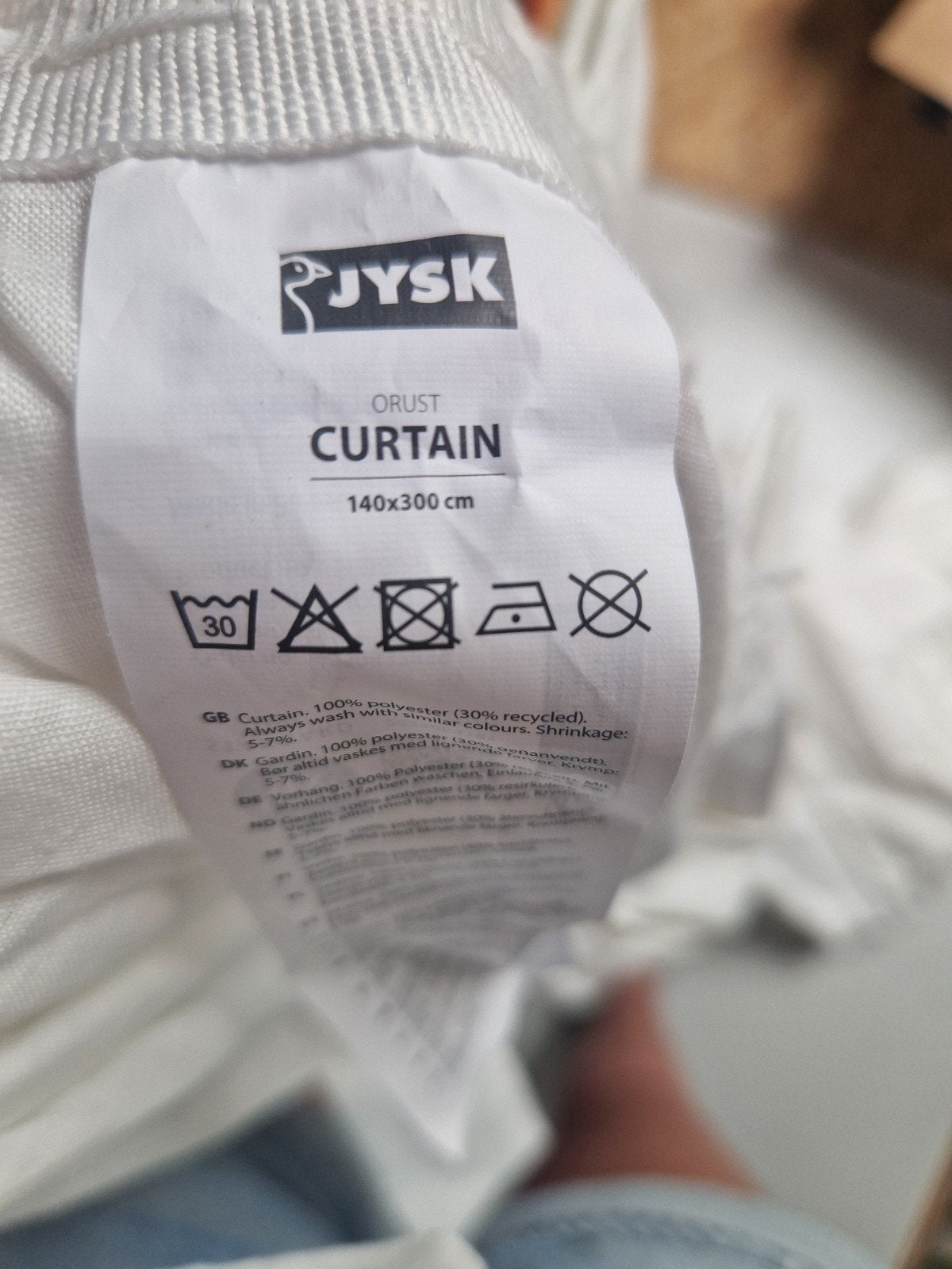 Jysk Orust inbetween vitrage - 4 stuks (140x300 cm), Overige merken, Wit, Ophalen of Verzenden, Polyester