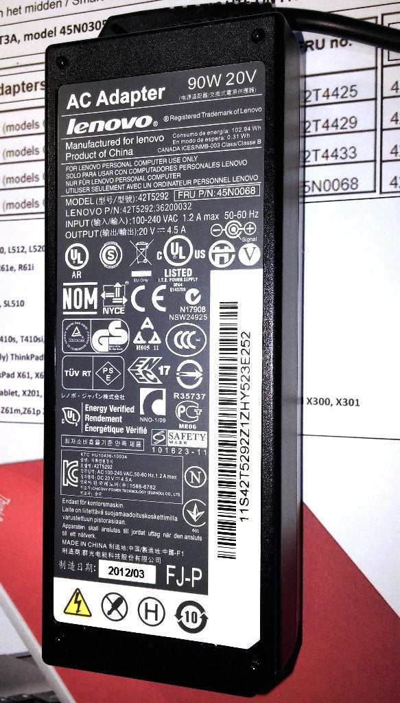 Lenovo ADLX90NLT3A 20V 4.5A 90W 65W Thinkpad Adapter 45N0305, Ophalen of Verzenden, Zo goed als nieuw, Lenovo origineel