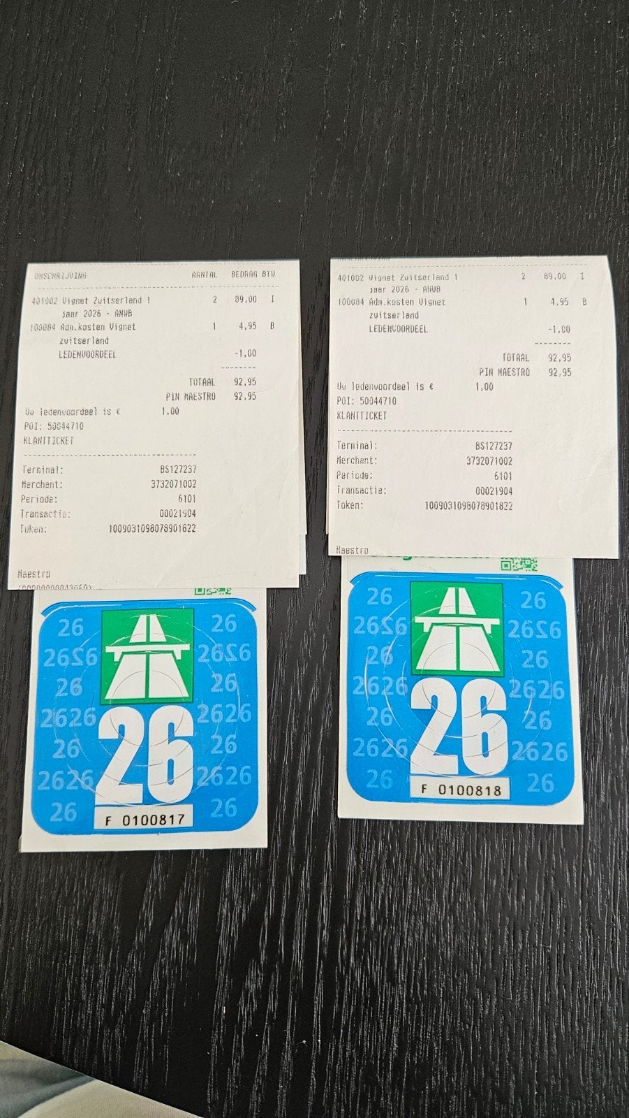 2 vignetten Zwitserland met bon!, Tickets en Kaartjes, Eén persoon