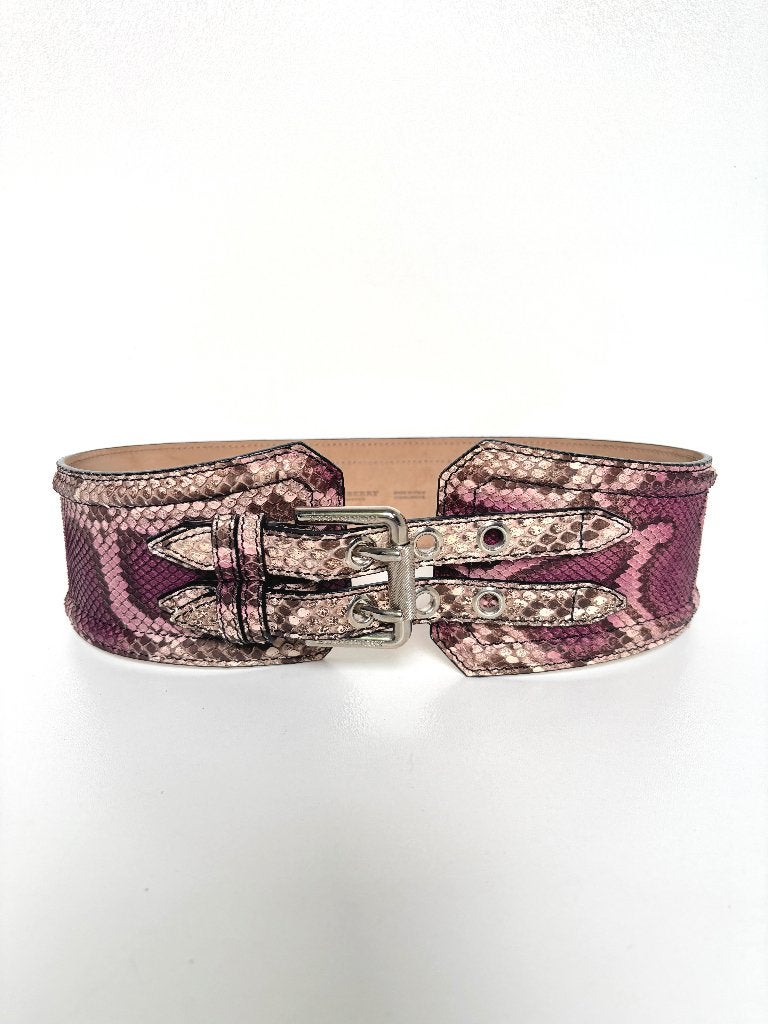 BURBERRY Paars roze snake slang leer riem  Maat 70, Overige kleuren, 5 cm of meer, Minder dan 80 cm, Echt leder