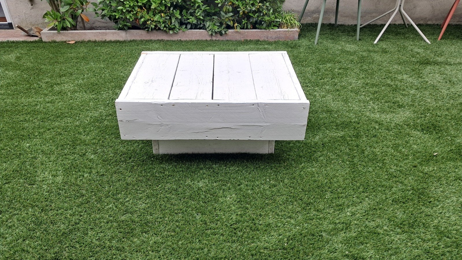 Salontafel steigerhout wit binnen/buiten Ibiza lounge stijl, Ophalen, Gebruikt, 50 tot 100 cm, 50 tot 100 cm