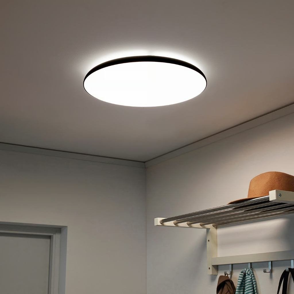 Moderne IKEA NYMÅNE LED Plafondlamp - Rond en Strak Design, Kunststof, Modern, LED, Overige fittingen