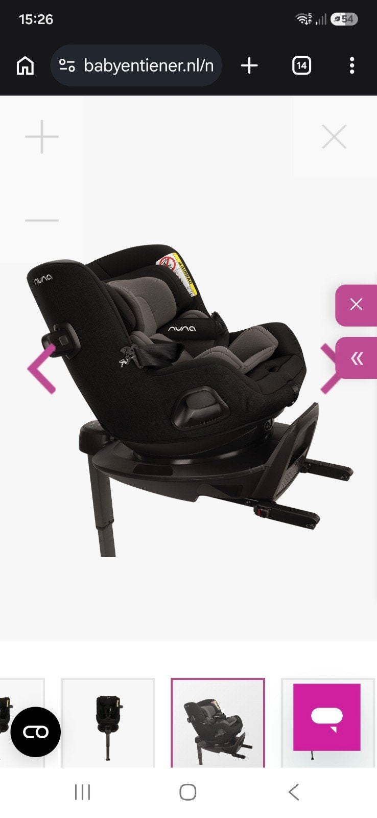Nuna Rebl Plus i-Size Autostoel met nieuwe hoes, Kinderen en Baby's, Ophalen, Gebruikt, 0 t/m 18 kg, Verstelbare rugleuning