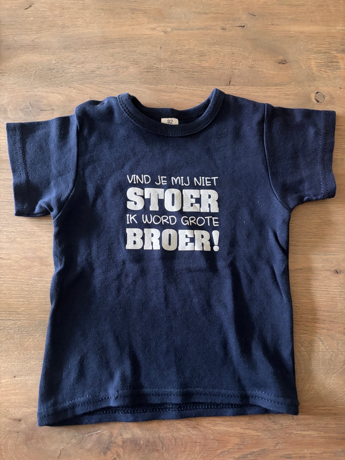 T-shirt 'Ik word grote broer!' maat 92 (valt kleiner), Kinderen en Baby's, Ophalen of Verzenden, Zo goed als nieuw, Jongen, Shirt of Longsleeve