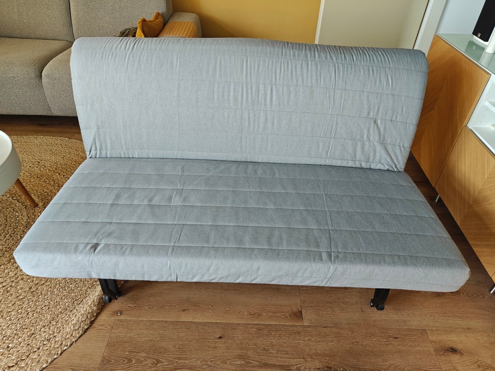 IKEA LYCKSELE LÖVÅS 2-zits slaapbank, Ransda naturel, Ophalen, Beige, Tweepersoons, Zo goed als nieuw