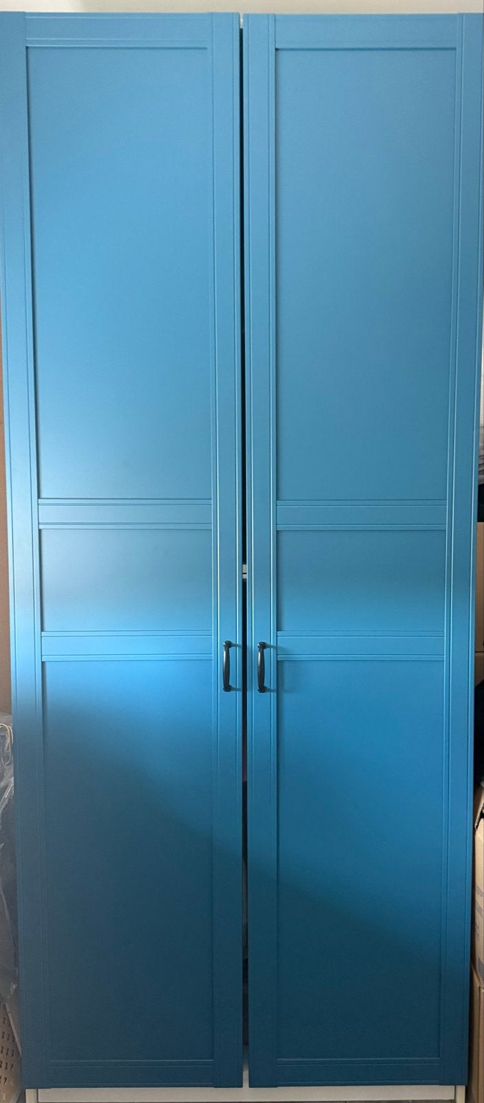 IKEA FLISBERGET deuren blauw met kast (optioneel), Ophalen, 50 tot 100 cm, Zo goed als nieuw, 25 tot 50 cm