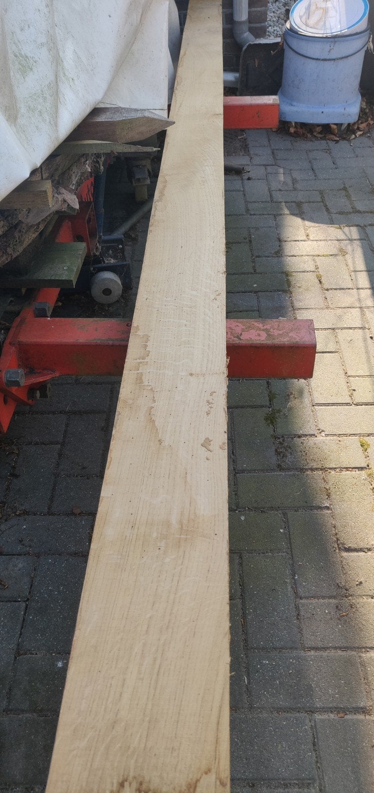 Eiken balk 15x15cm, ruim 3.20 meter lang, Doe-het-zelf en Verbouw, Hout en Planken, Ophalen, Eiken, Balk, 50 mm of meer
