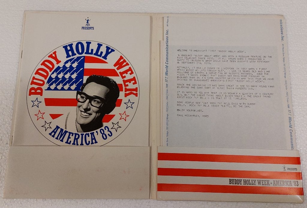 Paul McCartney Buddy Holly Week promo PERSMAP POSTER Beatles, Verzamelen, Gebruikt, MPL, Verzenden, NvT