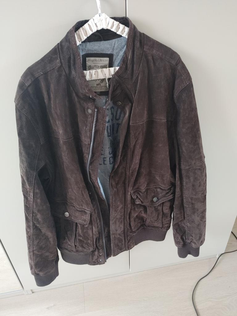 Real leather biker jacket, Ophalen of Verzenden, Zo goed als nieuw, Maat 52/54 (L), Bruin
