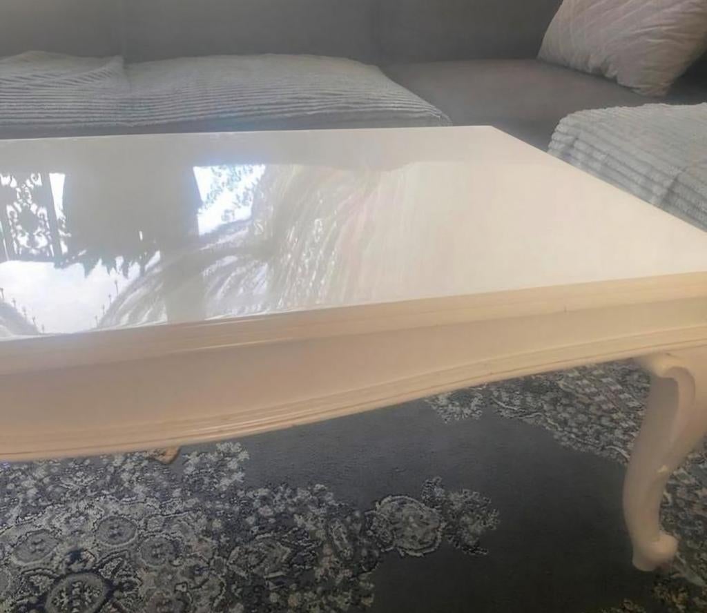 Witte salontafel en tv-meubel set, Ophalen, Modern, Klassiek, Gebruikt, 100 tot 150 cm
