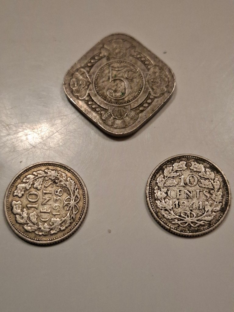 2 x 10 cent wilhelmina 5 cent, Ophalen, Koningin Wilhelmina, 10 cent, Losse munt