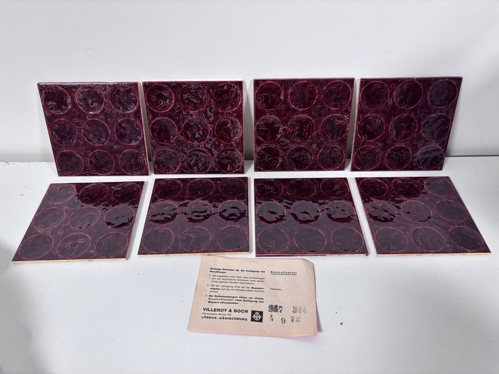 8 Vintage vulkaanrood Villeroy &Boch Baltic wandtegels 1970, Ophalen of Verzenden