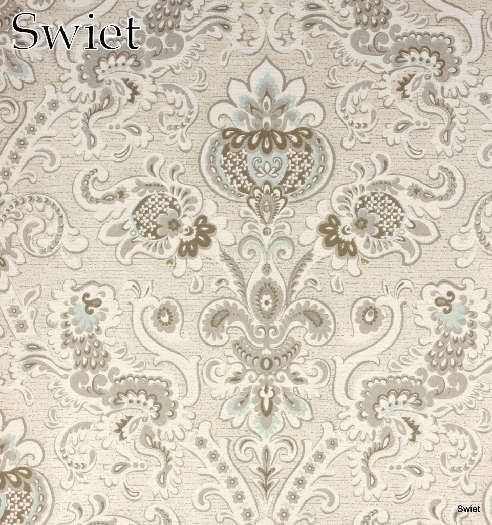 6529 barok vintagebehang  wallpaper grijs blauw wit swiet, Verzenden, Grijs