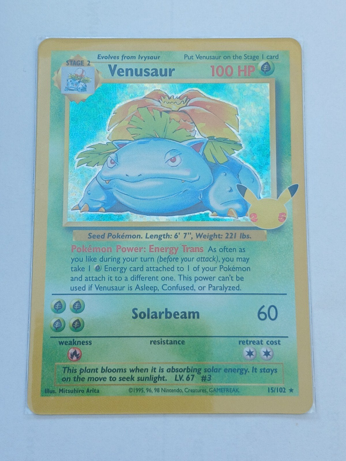 Venusaur Pokémon Kaart 15/102 Holo Base Set, Ophalen of Verzenden, Zo goed als nieuw