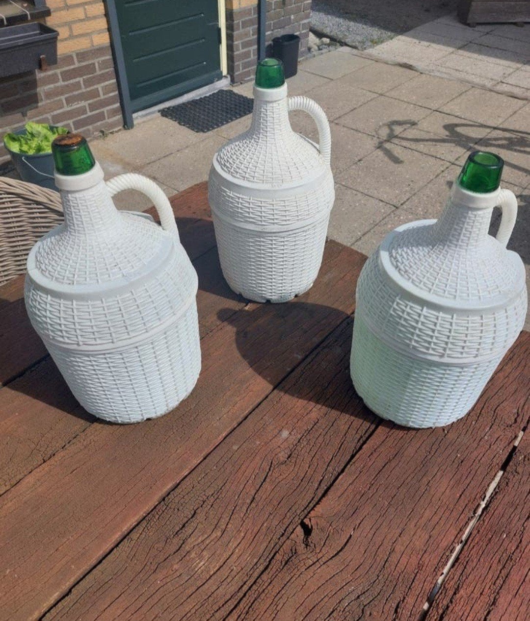 Set van 3 vintage mandflessen / gistingsflessen, Antiek en Kunst, Antiek | Vazen, Ophalen of Verzenden