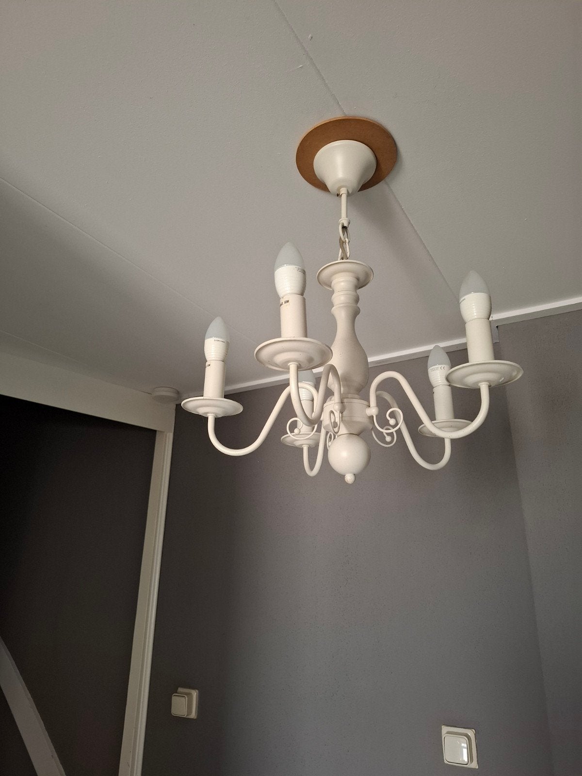 witte kroonluchter lamp, Ophalen, Zo goed als nieuw