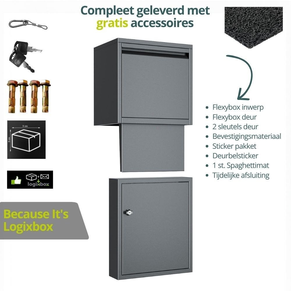 Logixbox - Pakketbrievenbus - Complete set - Inbouw -- ACTIE, Staal, Nieuw, Ophalen of Verzenden, Wandbrievenbus