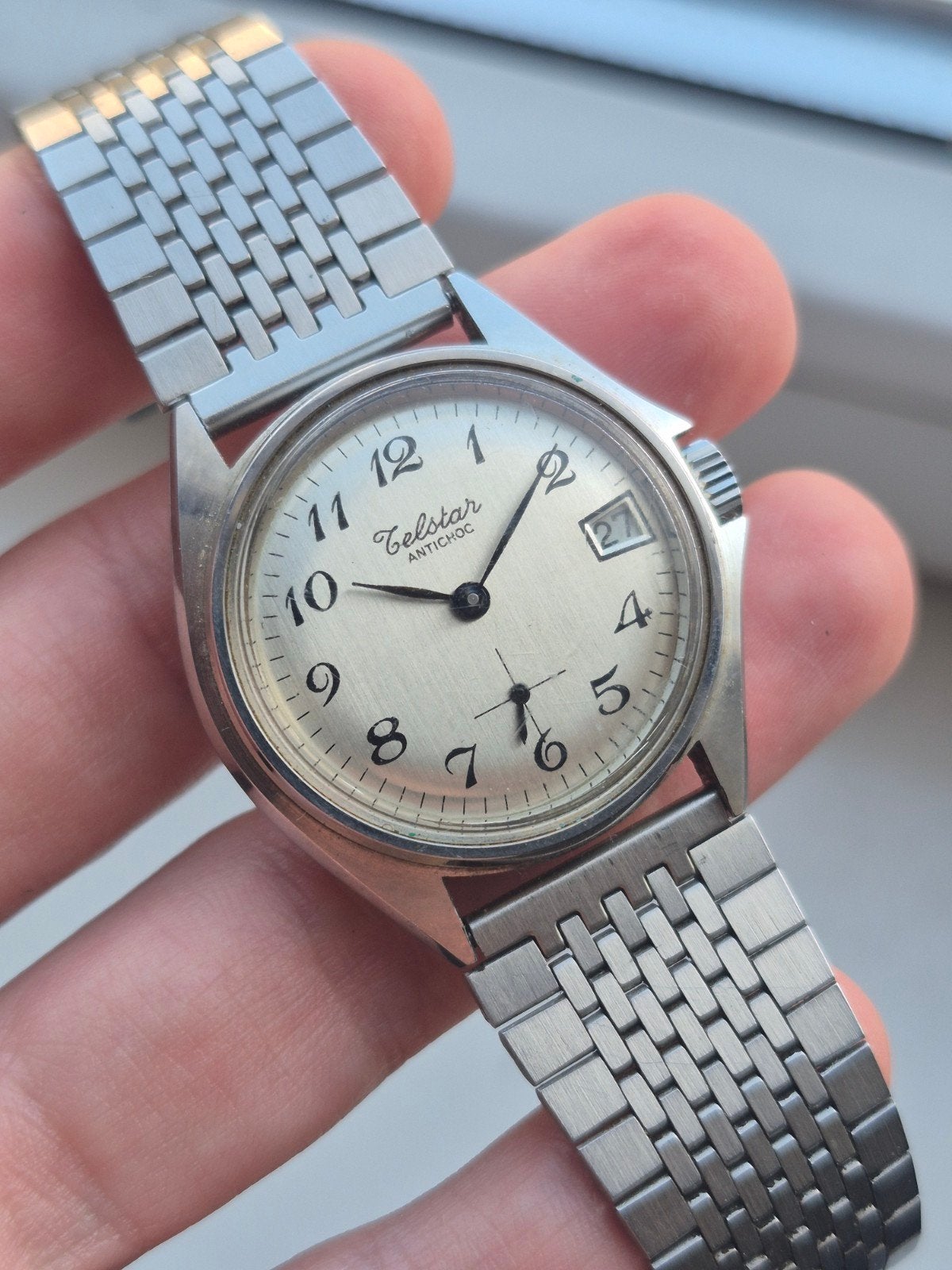 Telstar Antichoc Polshorloge - Vintage Herenhorloge, Overige merken, Telstar Watches, IOS, Ophalen of Verzenden