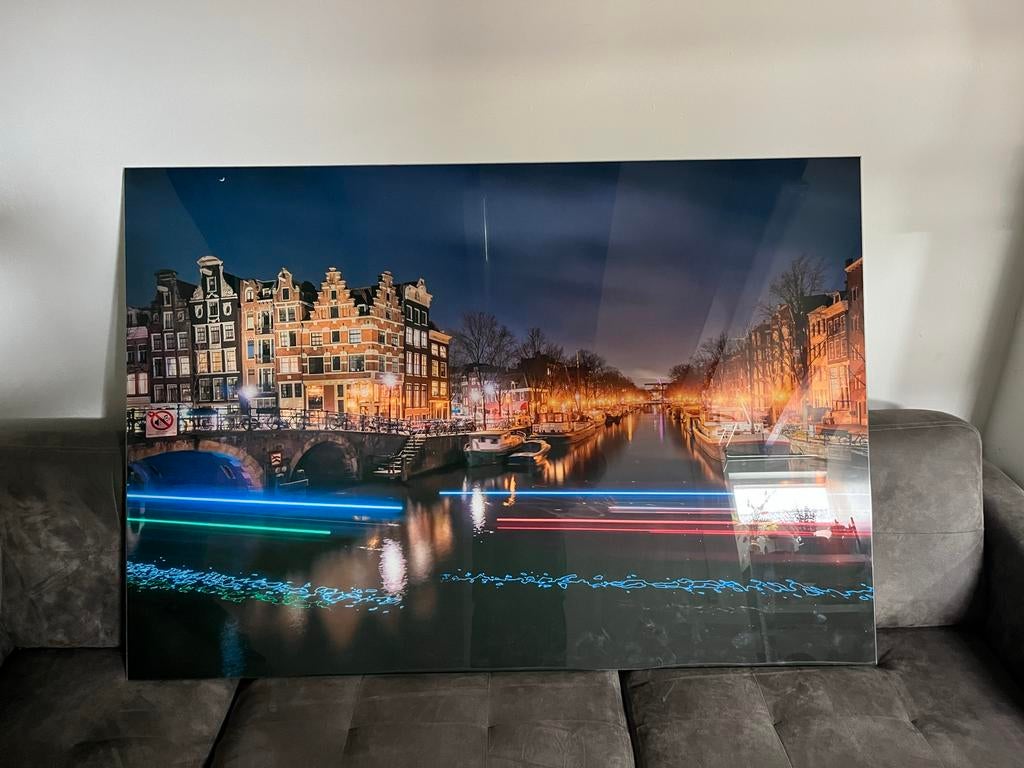 Prachtige Amsterdamse grachtenfoto op plexiglas, Ophalen of Verzenden