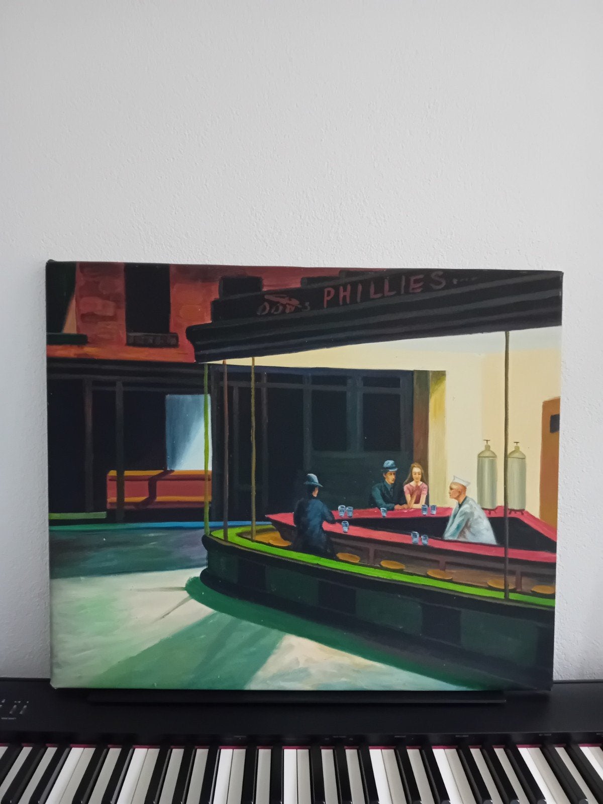 Nageschilderde kopie van schilderij Edward Hopper, Antiek en Kunst, Ophalen