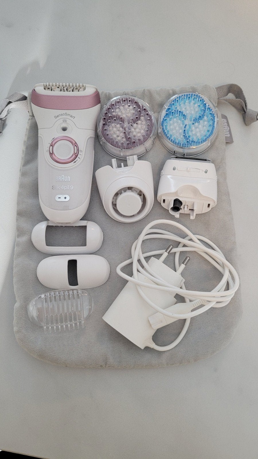 Braun Silk-épil 9 SensoSmart Epilator met div. opzetstukke, Ophalen of Verzenden, Zo goed als nieuw, Scheren en Epileren