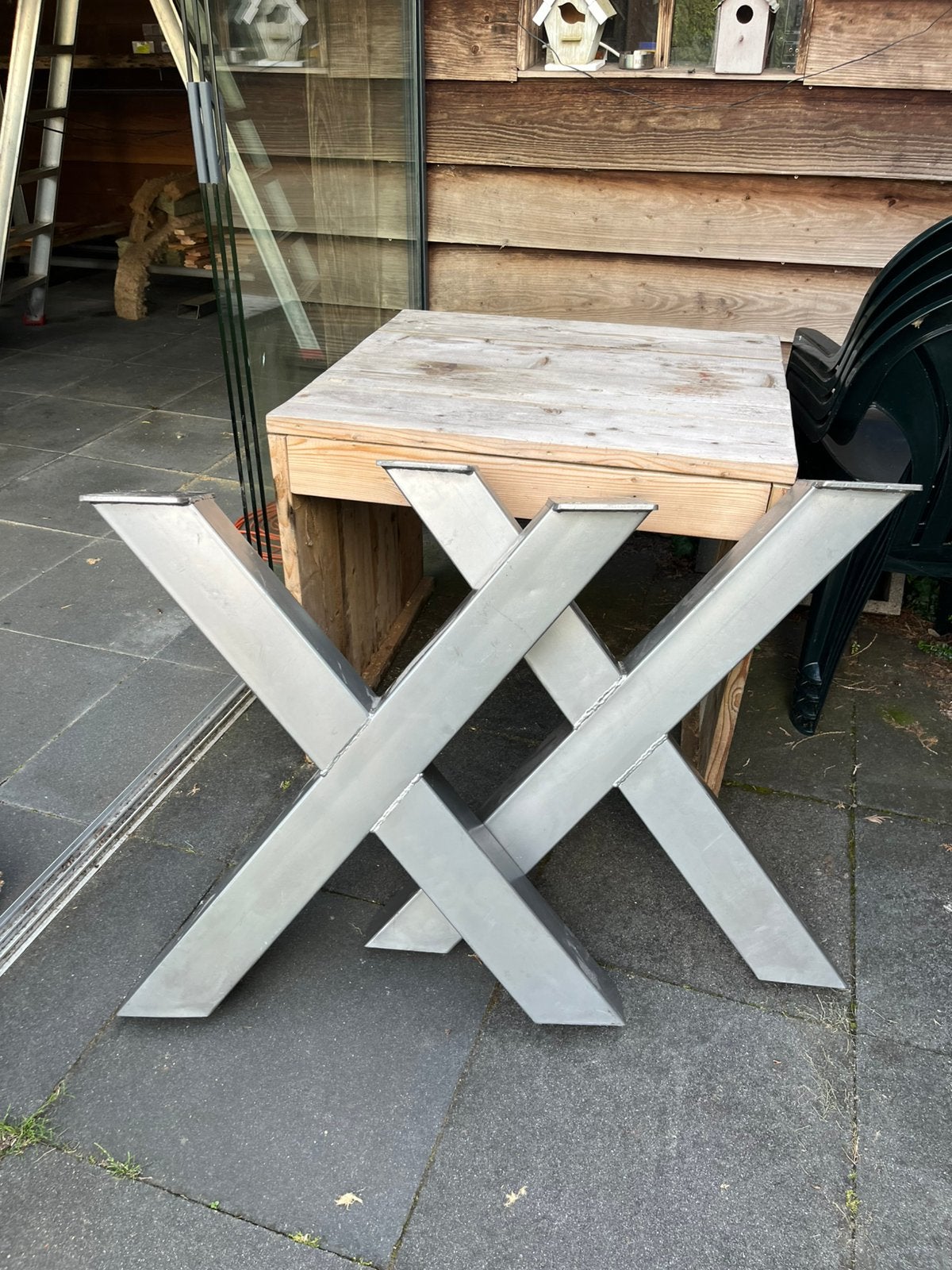 Stalen tafelpoten X vorm, Ophalen, Gebruikt, Rechthoekig, Metaal