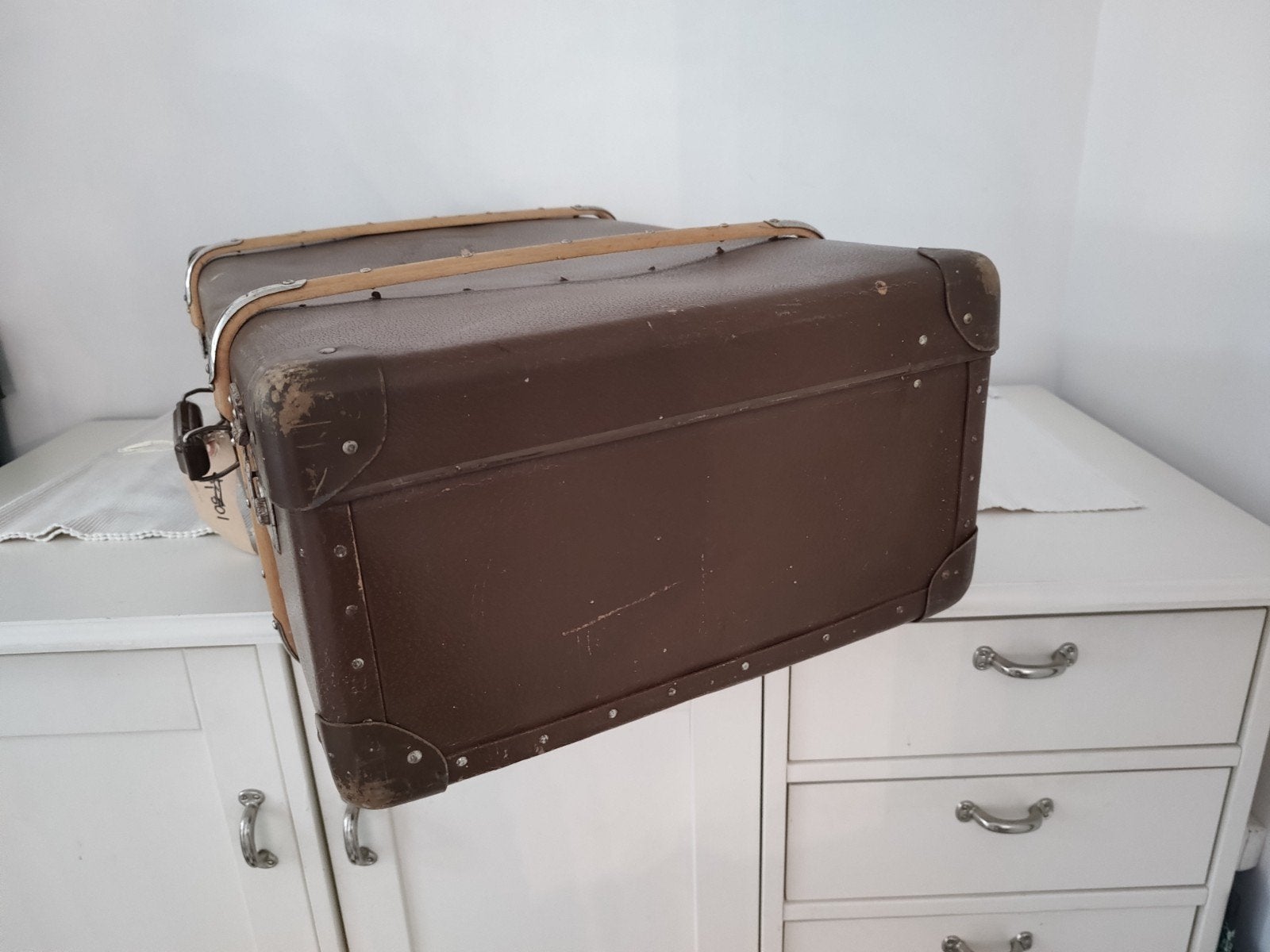K501 VINTAGE koffer - hutkoffer van geperst karton, Ophalen, Gebruikt, 70 cm of meer, Vendex