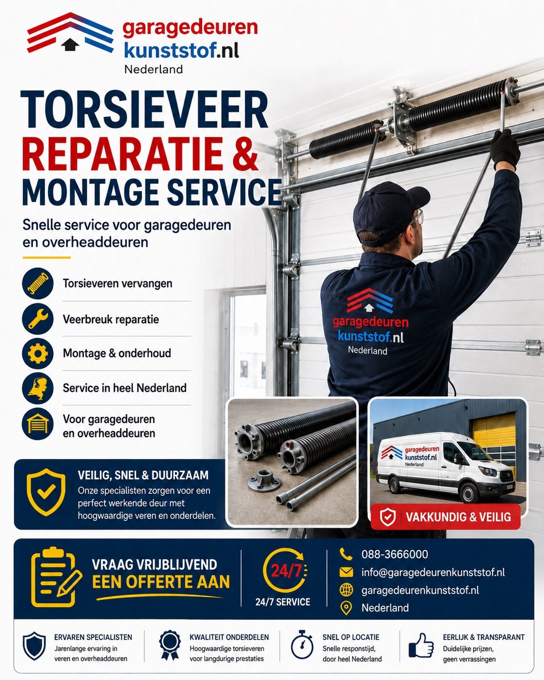 Veer, veren, torsieveer, reparatie, garagedeur, roldeur, NL, Doe-het-zelf en Verbouw, Ophalen of Verzenden, Nieuw, Garagedeur