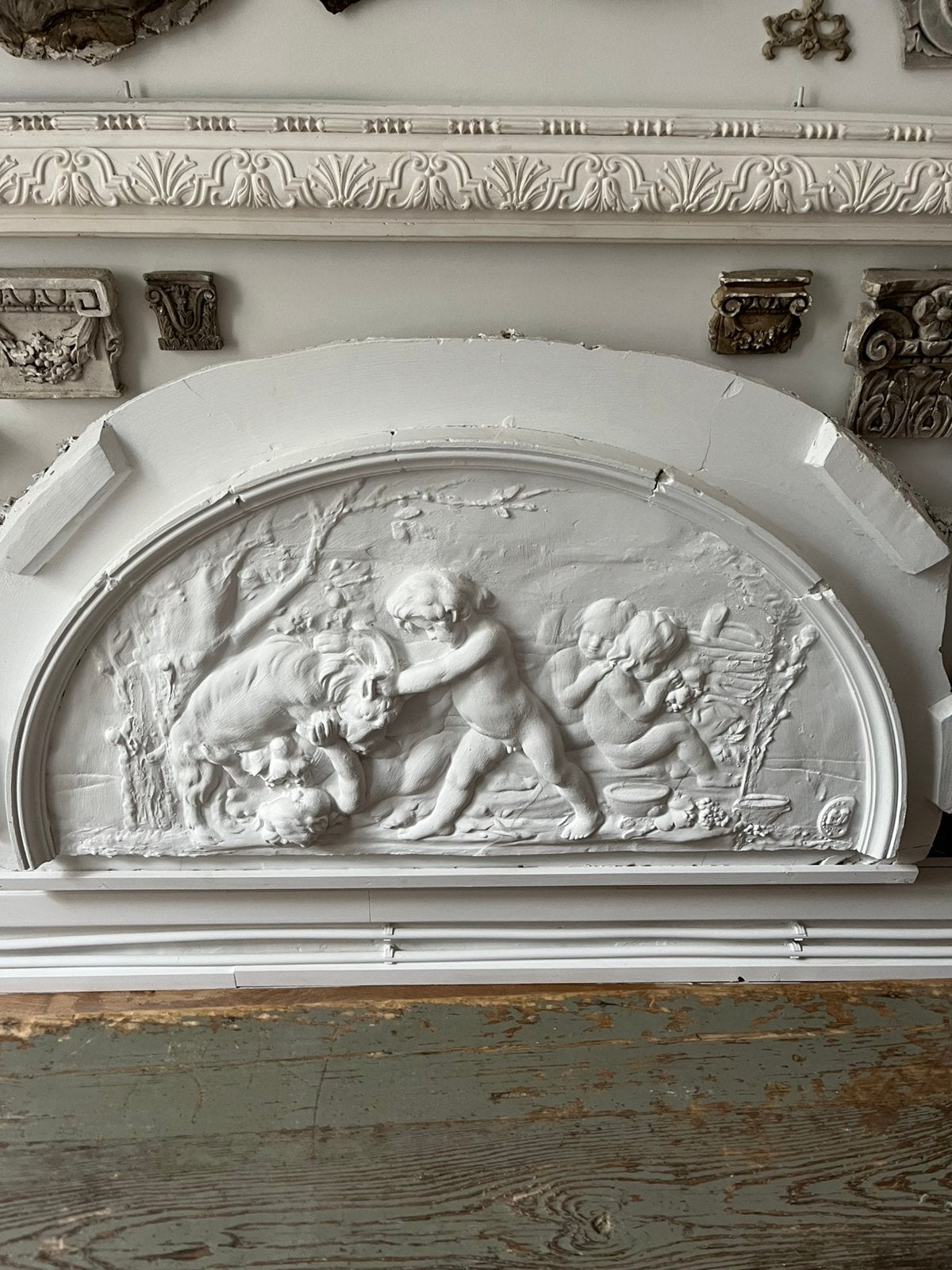 ANTIEK GIPS PANEEL PLAASTER MUUR KASTEEL, Ophalen