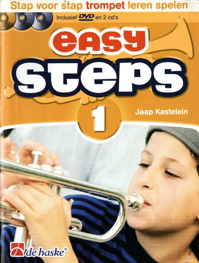 Lesboek trompet Easy steps 1 (Jaap Kastelein), Gebruikt, Les of Cursus, Ophalen of Verzenden, Trompet