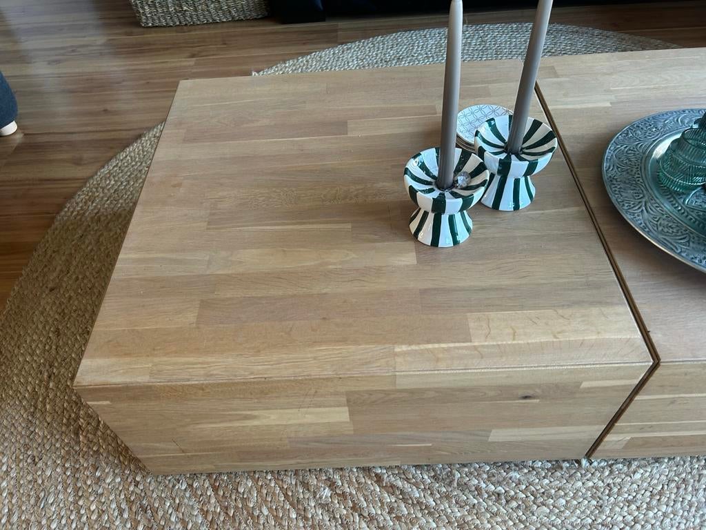 Woood salon 1 tafel vierkant 70x70 cm, hoogte 31,5 cm, Huis en Inrichting, Tafels | Salontafels, Ophalen, Gebruikt, Vierkant, 50 tot 100 cm
