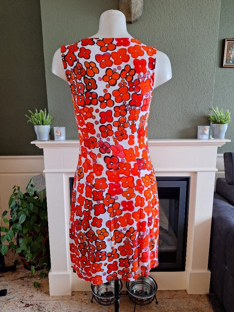 Giovane San Martino rode bloemen jurk 36 S, Kleding | Dames, Verzenden, Zo goed als nieuw, Knielengte, Maat 36 (S)