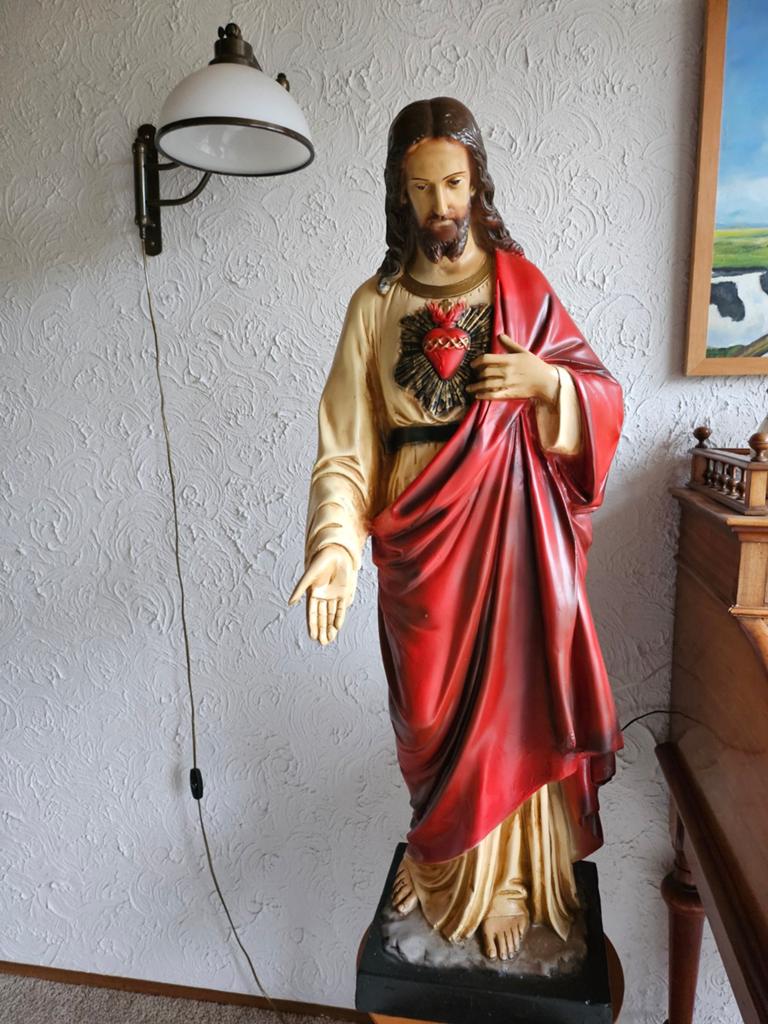 Groot Heilig Hart Jezus beeld - Vintage religieuze kunst, Antiek en Kunst, Antiek | Religie, Ophalen