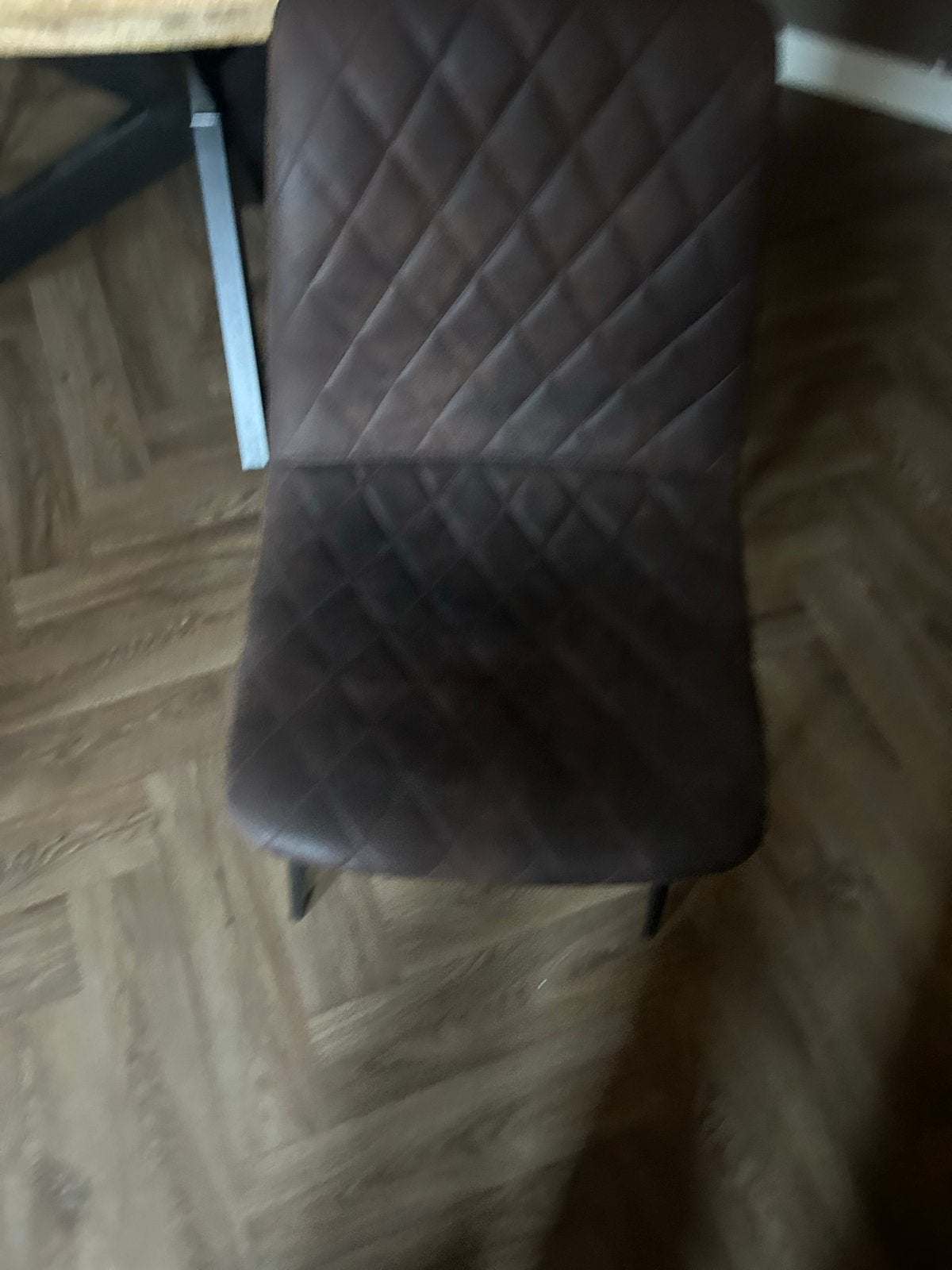 4 stuks Industriële eetkamerstoel / eetstoel met ruitpatroon, Huis en Inrichting, Stoelen, Ophalen, Gebruikt, Bruin, Eén