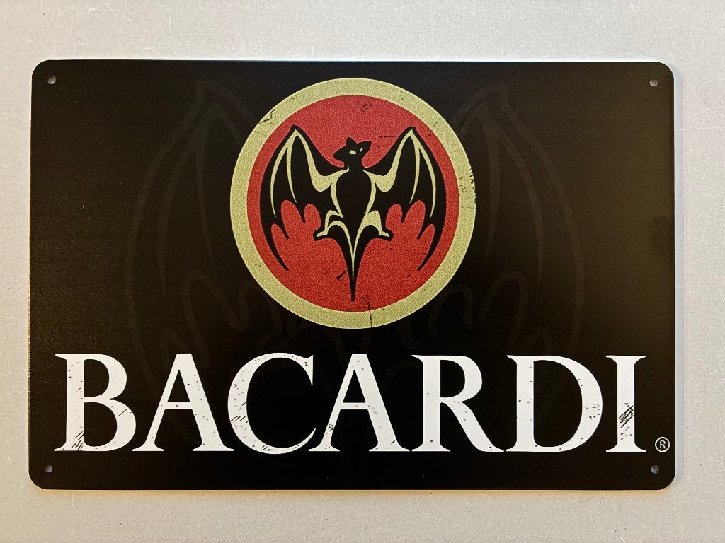 Bacardi Metalen wandbord 20 x 30 cm - Mancave - Vintage nr1, Verzamelen, Ophalen of Verzenden, Nieuw, Reclamebord, Plaat of Schild