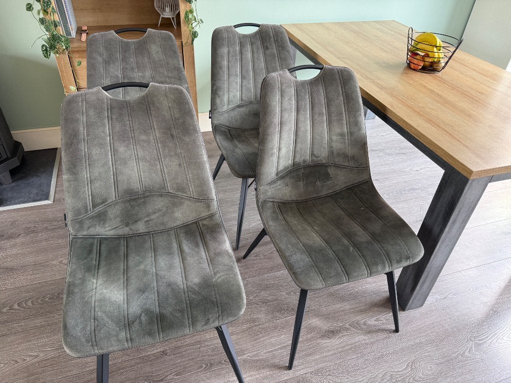 4 Eetkamerstoelen van haco van het type ‘index’, Huis en Inrichting, Stoelen, Ophalen, Gebruikt, Vier, Stof