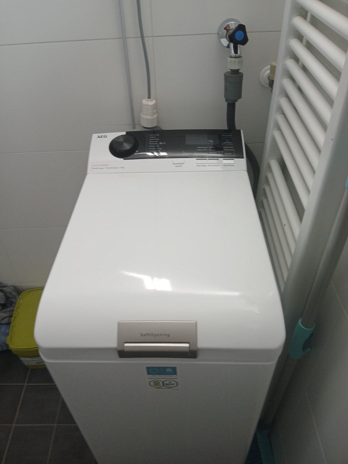 AEG wasmachine bovenlader, Ophalen, Bovenlader, Zo goed als nieuw, 85 tot 90 cm