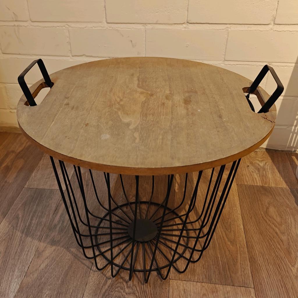 Bijzettafel / Opbergmandje - GERSERVEERD, Ophalen, Minder dan 55 cm, Gebruikt, Rond