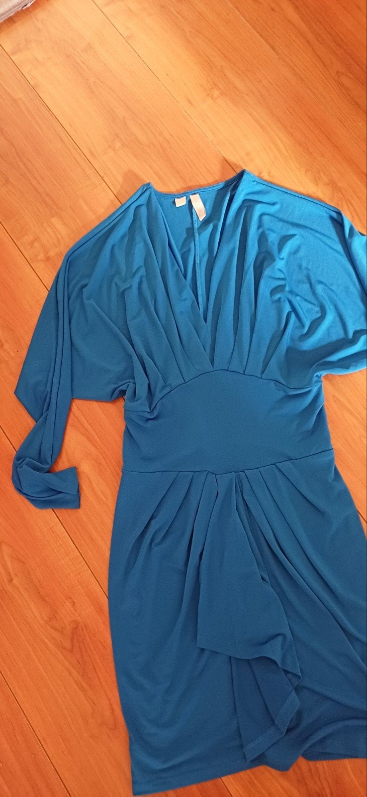 mooie blauwe soepelvallende jurk met mooie details, 36/38, Blauw, Ophalen of Verzenden, Zo goed als nieuw, Maat 36 (S)