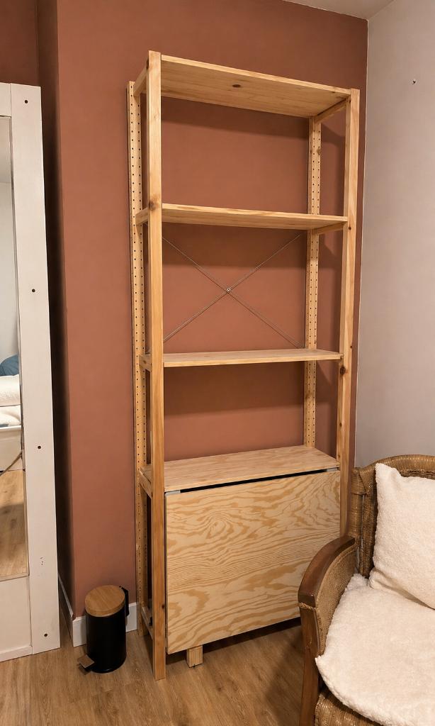 IKEA IVAR kast, met uitklapbare tafel, Huis en Inrichting, Tafels | Eettafels, Gebruikt, 200 cm of meer, Grenenhout, Rechthoekig