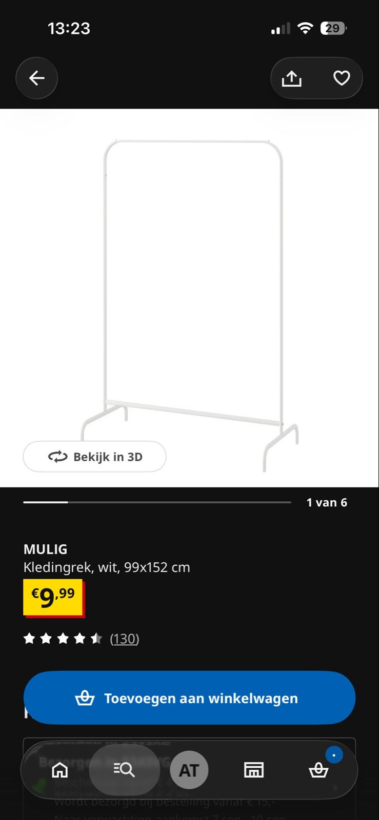 3x MULIG Kledingrek, wit, 99x152 cm, Ophalen, Gebruikt