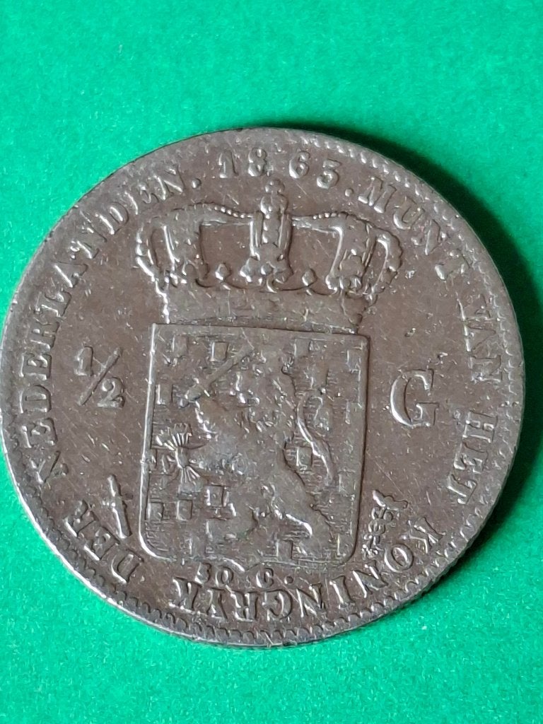 1863 halve gulden in zilver Willem III, Postzegels en Munten, Munten | Nederland, ½ gulden, Koning Willem III, Verzenden, Zilver